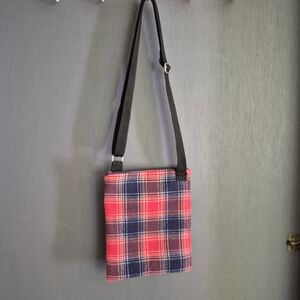 Plaid Crossbody Bag - Red and Blue